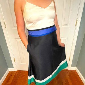 Banana Republic Satin Midi Block Color Dress with Pockets